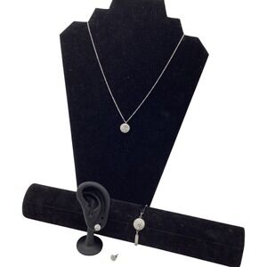 Stainless Steel Jewelry Set Necklace Earrings Bracelet Silver Tone For‎ Women